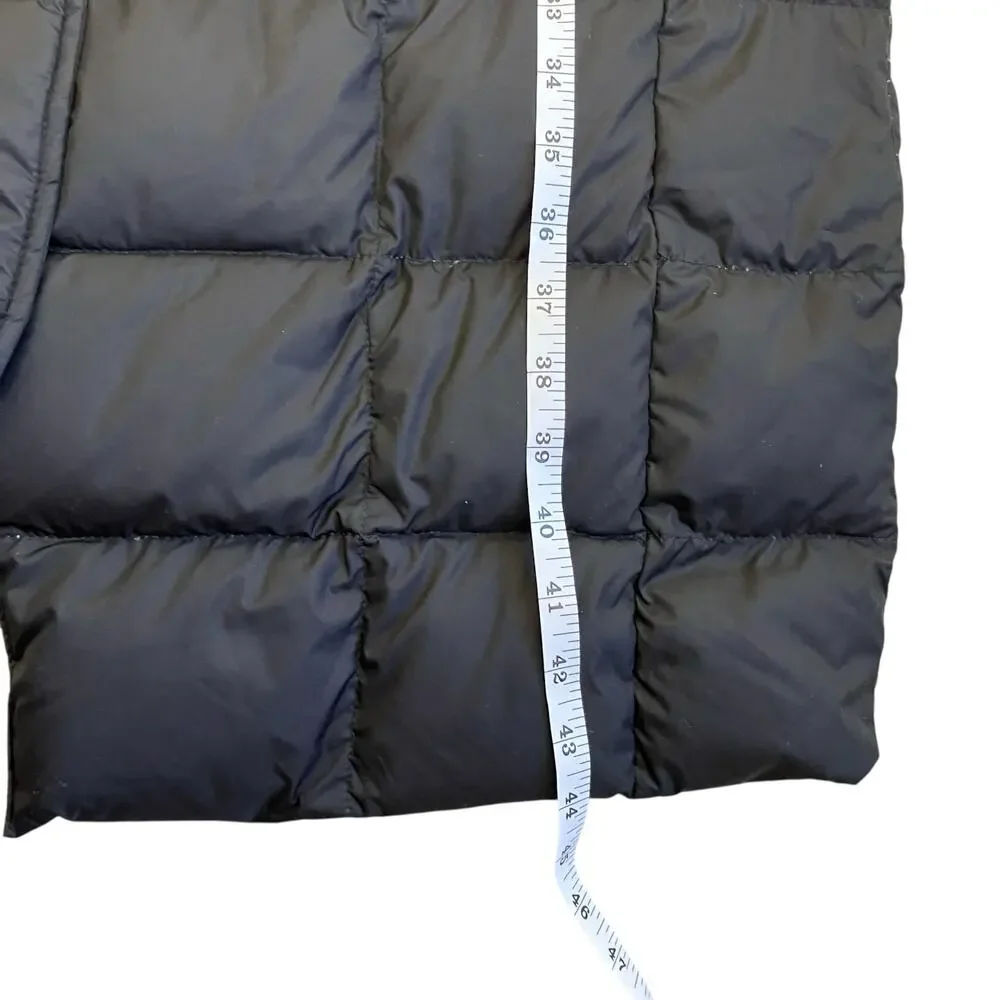Land's End Sz M Quilted Down Full-length Jacket Black Puffer Winter Coat Hooded - Picture 11 of 16